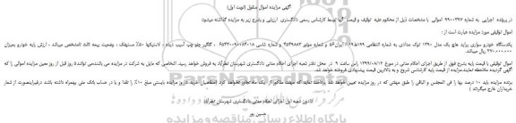 مزایده،مزایده فروش یکدستگاه خودرو سواری پراید هاچ بک مدل 1390 نوک مدادی