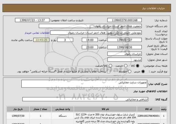 استعلام تجهیزات سایت مخابراتی 