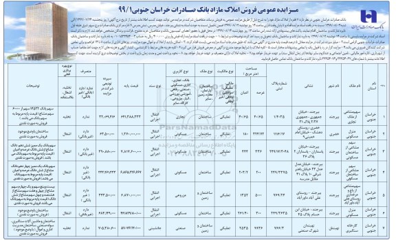 مزایده مزایده فروش 7 فقره از املاک مازاد