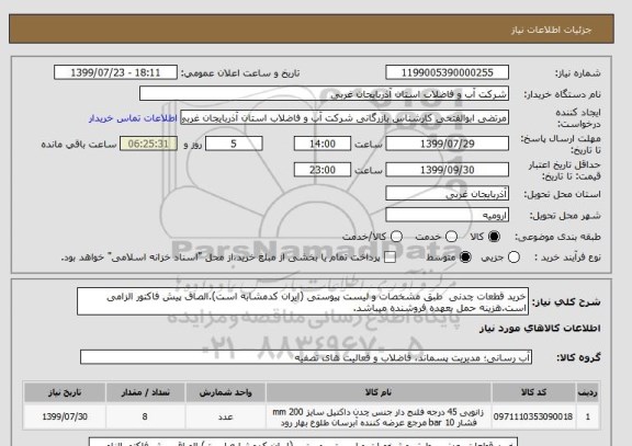 استعلام خرید قطعات چدنی  طبق مشخصات و لیست پیوستی (ایران کدمشابه است).الصاق پیش فاکتور الزامی است.هزینه حمل بعهده فروشنده میباشد.