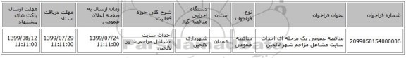 مناقصه عمومی یک مرحله ای احداث سایت مشاغل مزاحم شهر لالجین