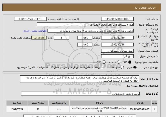 استعلام ایران کد مشابه میباشد مارک زیمانصر اردل_ کلیه محصولات باید دارای گارانتی باشد_ارزش افزوده و هزینه حمل به عهده فروشنده میباشد