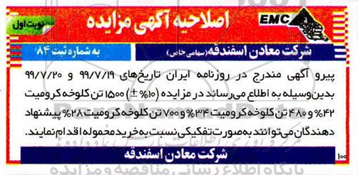 اصلاحیه مزایده،مزایده فروش کلوخه
