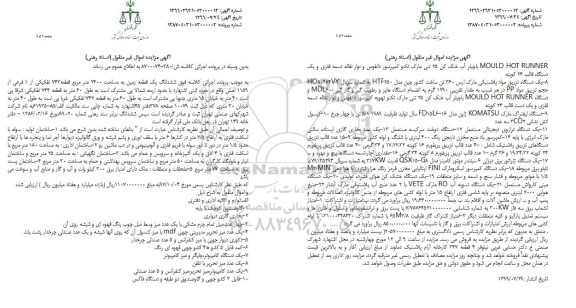 مزایده, مزایده ششدانگ یک قطعه زمین به مساحت 2400 متر مربع ...