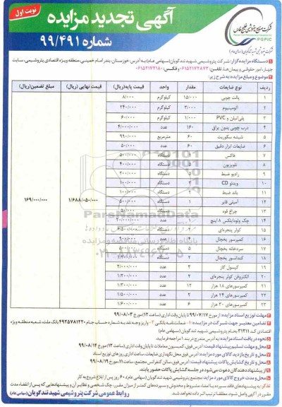 تجدید مزایده،مزایده پالت چوبی و ...