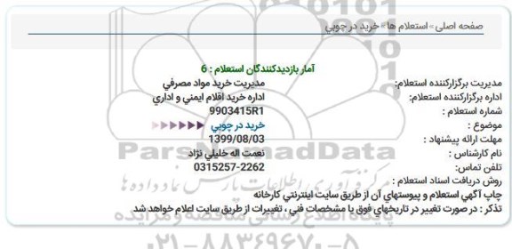 استعلام, استعلام خرید در چوبی