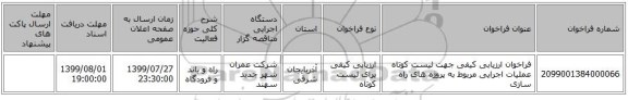 فراخوان ارزیابی کیفی جهت لیست کوتاه عملیات اجرایی مربوط به پروژه های راه سازی