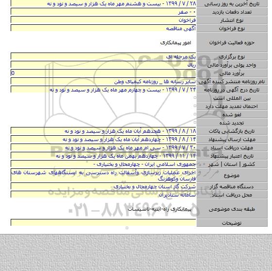 اجرای عملیات زیرسازی وآسفالت راه دسترسی به ایستگاههای شهرستان های فارسان وکوهرنگ
