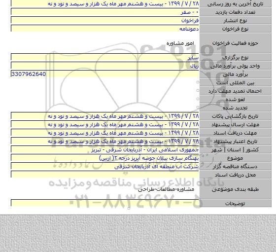 بهنگام سازی بیلان حوضه آبریز درجه ۲( ارس)