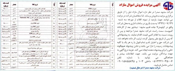 مزایده, مزایده فروش اموال مازاد... 