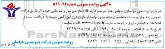 مزایده, مزایده فروش اقلام مازاد بر نیاز و ضایعاتی 