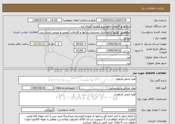 استعلام لوبیا چیتی مرغوب 