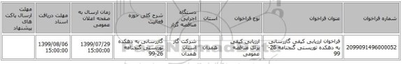فراخوان ارزیابی کیفی گازرسانی به دهکده توریستی گنجنامه 26-99