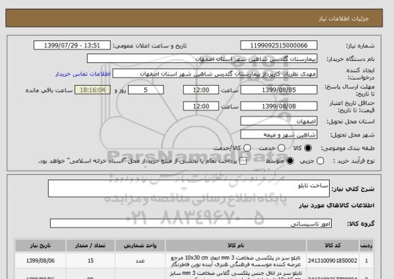 استعلام ساخت تابلو