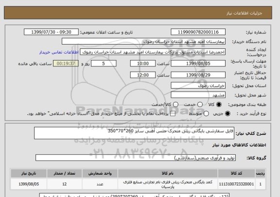 استعلام فایل سفارشی بایگانی ریلی متحرک جنس آهنی سایز 260*70*350