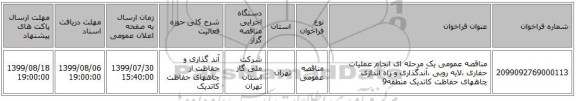 مناقصه عمومی یک مرحله ای انجام عملیات حفاری ،لایه روبی ،آندگذاری و راه اندازی چاههای حفاظت کاتدیک منطقه9