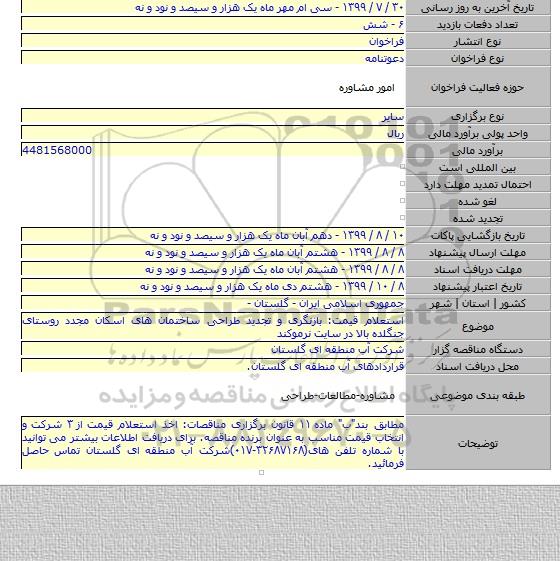 استعلام قیمت: بازنگری و تجدید طراحی ساختمان های اسکان مجدد روستای جنگلده بالا در سایت نرموکند