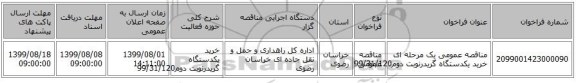 مناقصه عمومی یک مرحله ای خرید یکدستگاه گریدرنوبت دوم99/31/120