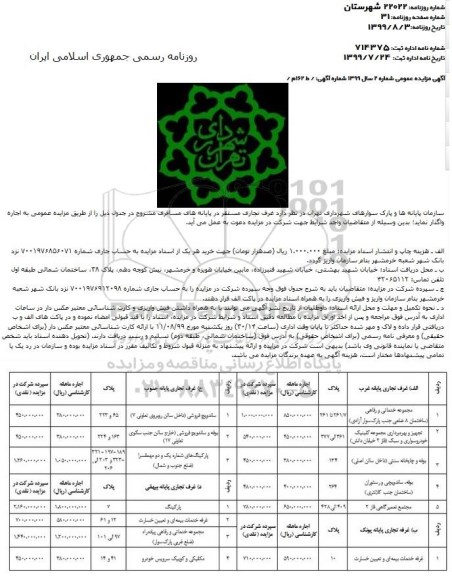 آگهی مزایده عمومی , مزایده اجاره غرف تجاری