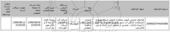 فراخوان ارزیابی کیفی عملیات اجرایی شبکه توزیع و انشعابات خانگی آب شهر رامهرمز محدوده بنه آخوند تا میدان آزادی ، بخشی از مناطق اسد آبادی و بنی هاشمی 