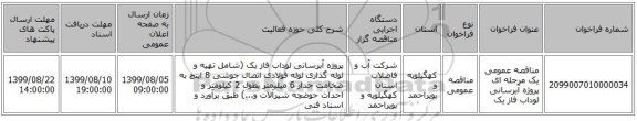 مناقصه عمومی یک مرحله ای پروژه آبرسانی لوداب فاز یک