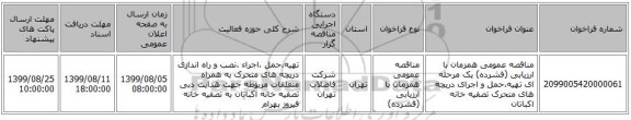 مناقصه عمومی همزمان با ارزیابی (فشرده) یک مرحله ای تهیه،حمل و اجرای دریچه های متحرک تصفیه خانه اکباتان 