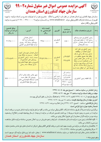مزایده, مزایده واگذاری اراضی و املاک 