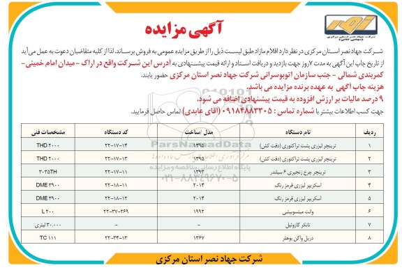 مزایده , مزایده فروش اقلام مازاد
