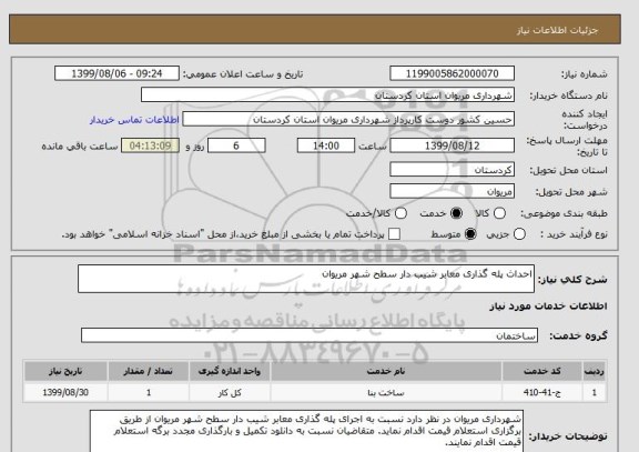 استعلام احداث پله گذاری معابر شیب دار سطح شهر مریوان