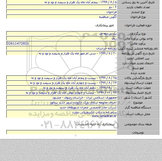 اجرای محوطه سازی پارک خانواده شهر جدید بینالود