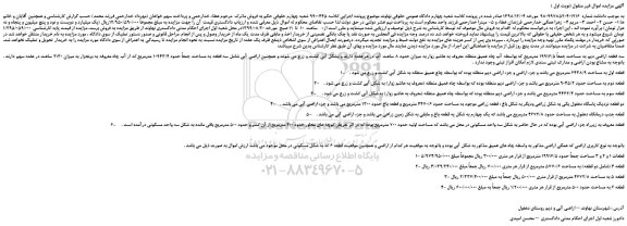 مزایده،مزایده فروش سه قطعه اراضی دیم به مساحت جمعاً 19916/5 مترمربع