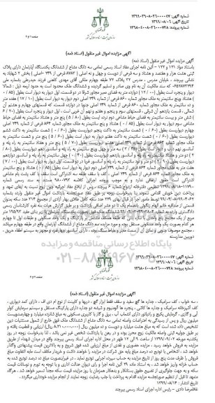 مزایده مزایده سه دانگ مشاع از ششدانگ آپارتمان بخش دو