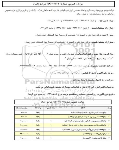 مزایده, مزایده اقلام ضایعاتی 