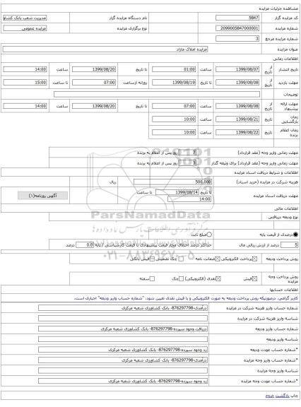 مزایده املاک مازاد