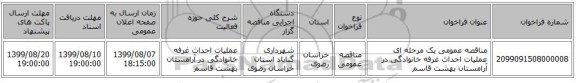 مناقصه عمومی یک مرحله ای عملیات احداث غرفه خانوادگی در آرامستان بهشت قاسم