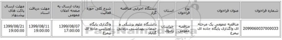 مناقصه عمومی یک مرحله ای واگذاری پایگاه جاده ای بیمرغ