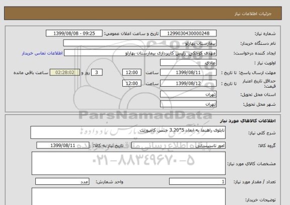 استعلام تابلوی راهنما به ابعاد 5*3.20 جنس کامپوزیت