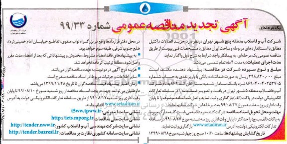 تجدید مناقصه ، مناقصه خرید اتصالات داکتیل -تجدید