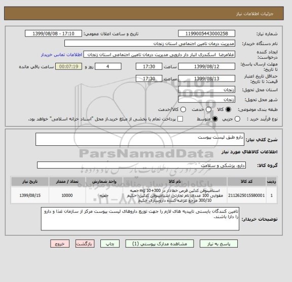 استعلام دارو طبق لیست پیوست