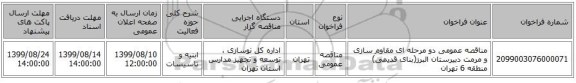 مناقصه عمومی دو مرحله ای مقاوم سازی و مرمت دبیرستان البرز(بنای قدیمی) منطقه 6 تهران