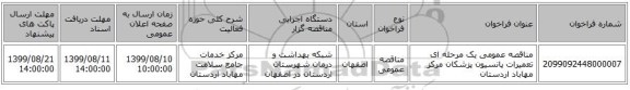 مناقصه عمومی یک مرحله ای تعمیرات پانسیون پزشکان مرکز مهاباد اردستان