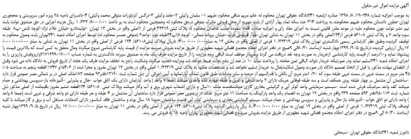 مزایده،مزایده فروش پلاک ثبتی 32319 فرعی از 1اصلی  