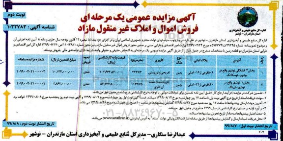 مزایده ،مزایده فروش دو قطعه زمین نوبت دوم