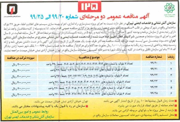 مناقصه ، مناقصه عمومی اجرای پروژه بسترسازی، راه اندازی، اجرا و بهینه سازی سیستم های اعلام و اطفاء حریق