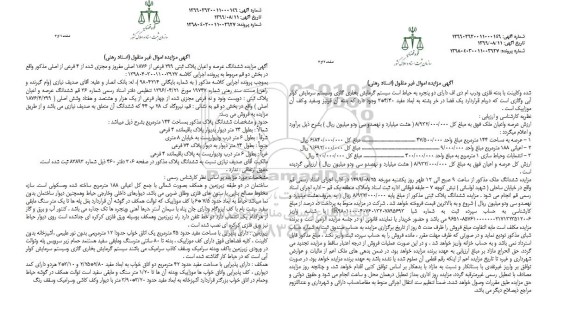 مزایده مزایده ششدانگ عرصه و اعیان پلاک ثبتی 299 فرعی 