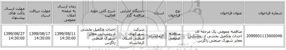 مناقصه عمومی یک مرحله ای احداث وتکمیل بخشی از روشنایی معابر شهرک صنعتی زاگرس