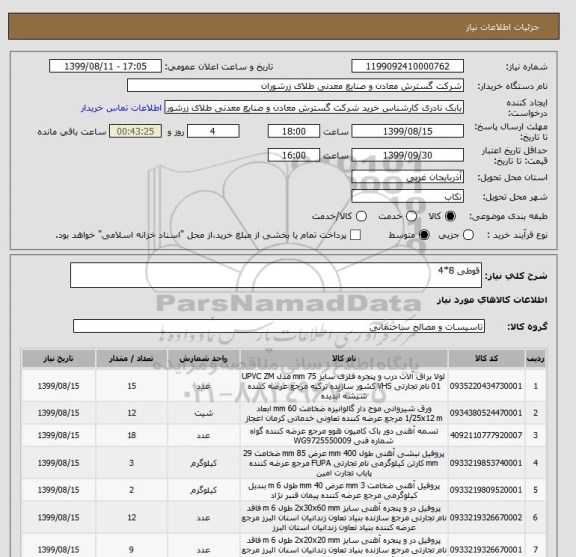 استعلام قوطی 8*4