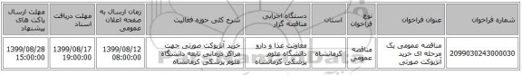 مناقصه عمومی یک مرحله ای خرید آنژیوکت صورتی