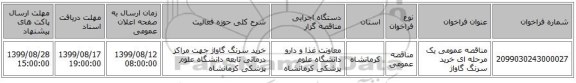 مناقصه عمومی یک مرحله ای خرید سرنگ گاواژ