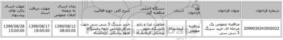 مناقصه عمومی یک مرحله ای خرید سرنگ 3 سی سی